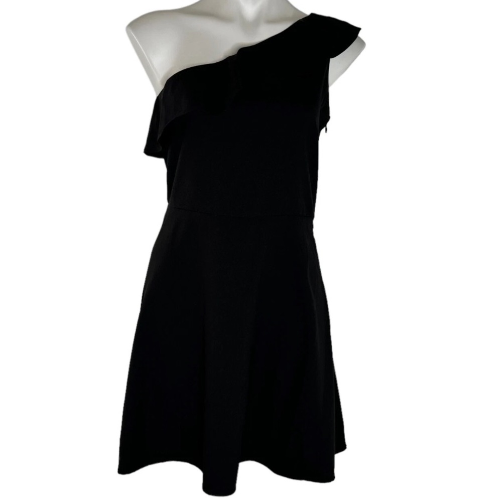 BANANA REPUBLIC ONE SHOULDER RUFFLE BLACK DRESS 2P - Picture 3 of 10